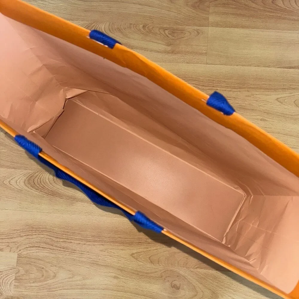 LV Louis Vuitton Paper Shopping Bag - orange large, 18.75